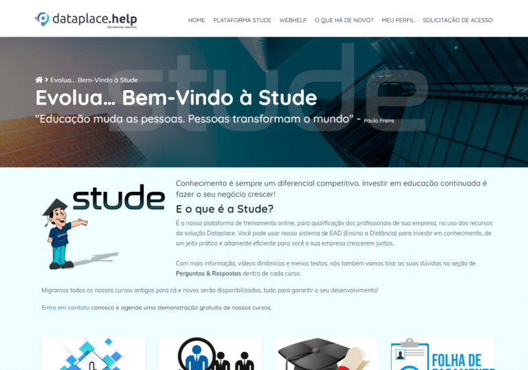 Plataforma EAD para te capacitar a utilizar o Dataplace ERP